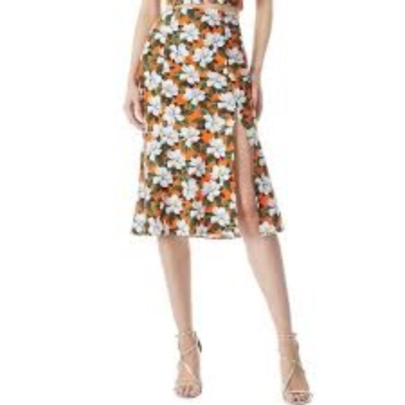 Alice and Olivia  Floral Orange and White Skirt - Picture 1 of 14